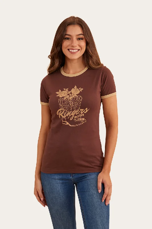 Affordable Women’s Clothing Sale Online Tally Womens Ringer T-Shirt - Chocolate