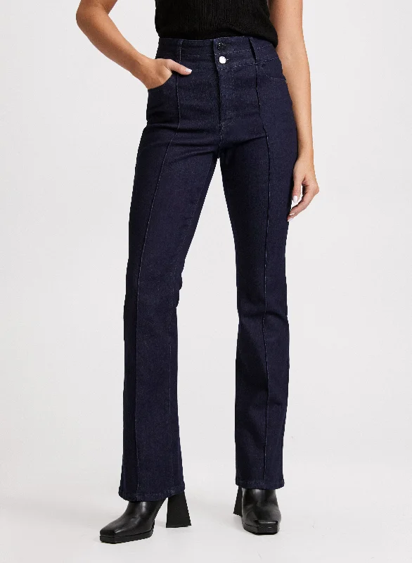 Day To Night Styles Flared Pintuck Jeans