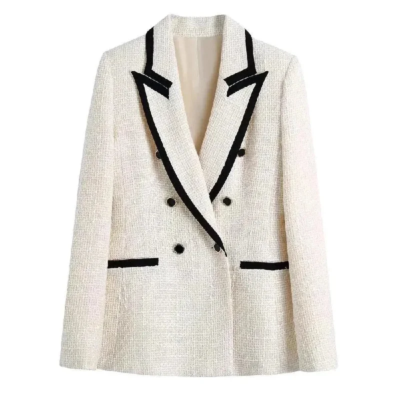 Best Online Boutiques Chic Off-White Tweed Blazer Women - Vintage - Patchwork