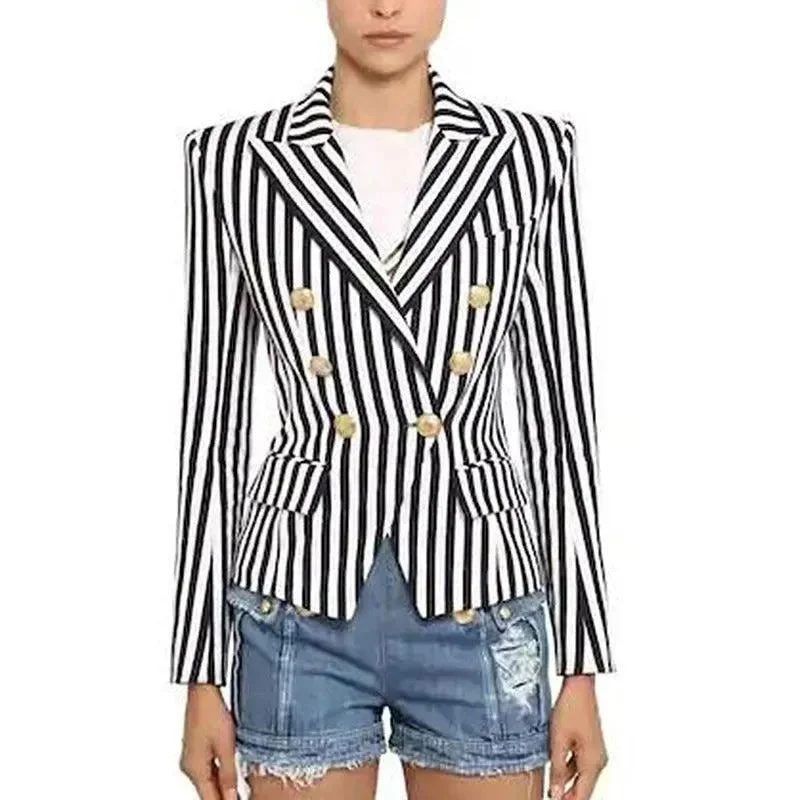 Women Online Clothing Boutiques Striped Blazer Women - Casual - Striped-Pinstriped