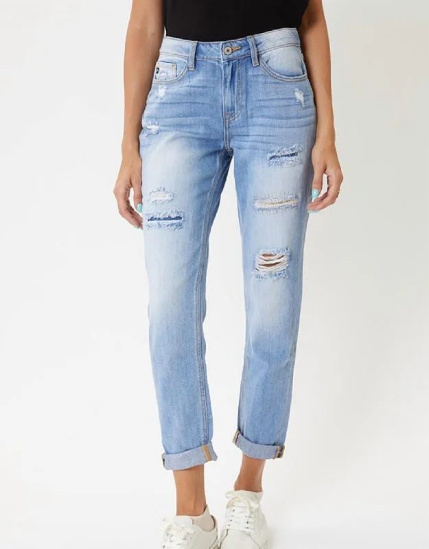 End Of Season Sale Boyfriend Distressed Jean In Light Wash