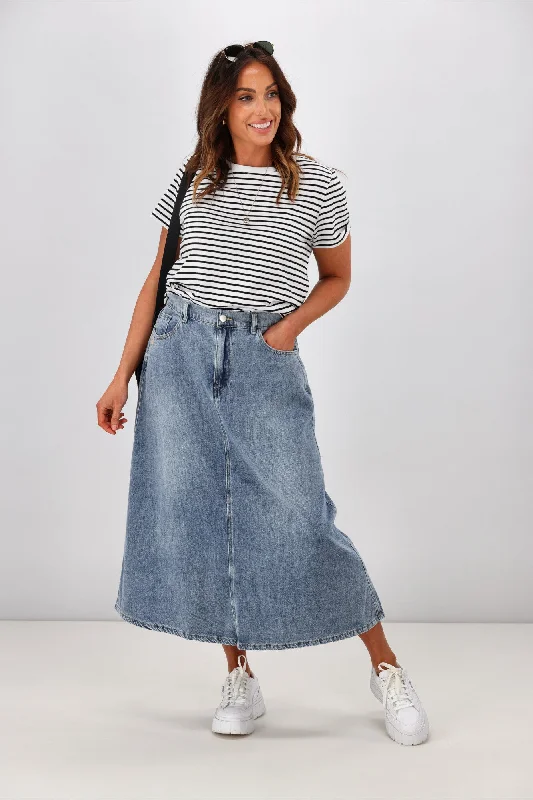 Women Wear Online Shine On Label Hunter Fluid Denim Skirt Indigo