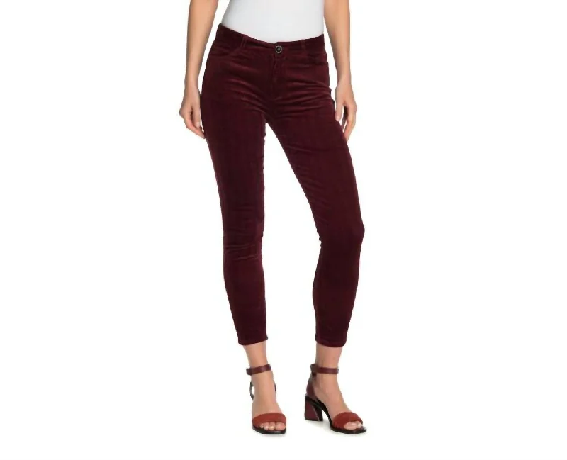 Sophisticated Style Hoxton Ultra Corduroy Velour High Rise Skinny Jeans In Red