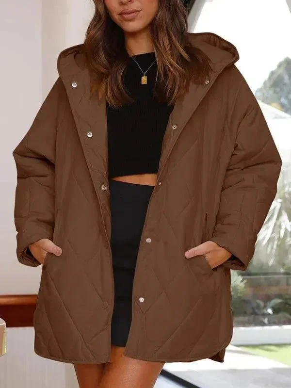 Fashion Women's Clothing Hooded Quilted Coat Women