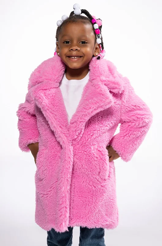 Online Boutiques Best MAX LUXE PINK TEDDY KIDS COAT