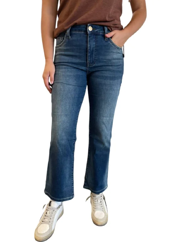 Trendy Fashion For Women Kelsey High Rise Fab Ab Ankle Flare Jeans In Reassuring Wash