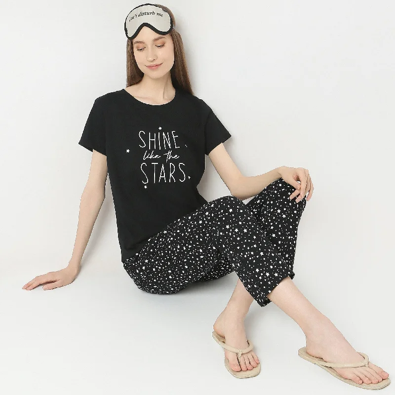 Clothes For Woman Regular Fit Printed Lounge T-Shirt