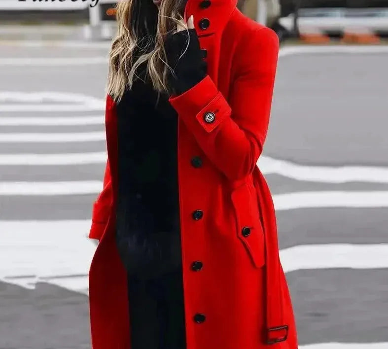 Enjoy Discount Red Women's Woolen Winter Coat