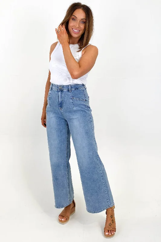 Style Streetwear Wakee Maria Wide Leg Jean Blue