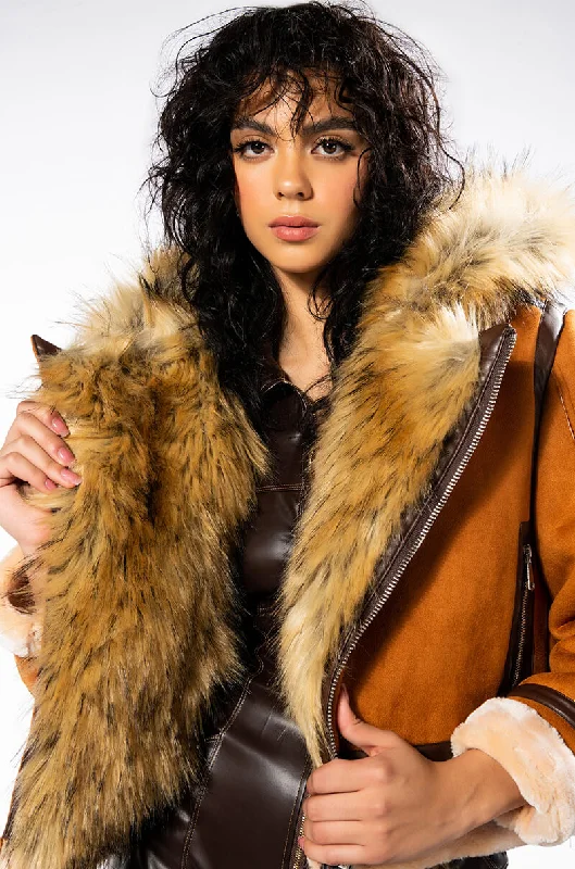 Trendy Styles WE FOUND LOVE SUEDE COAT WITH FAUX FUR HOOD