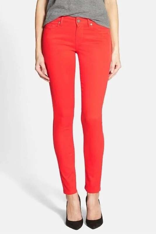 High End Fashion Flirtatious Ankle Stretch Soft Ultra Skinny Jeans In Red