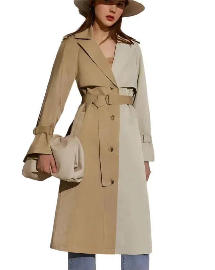 Sporty Streetwear Women's Lapel Patchwork Trench Coat