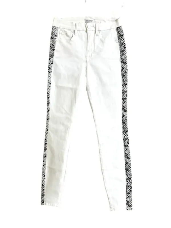 Timeless Elegance Redefined Women's Good Legs High Rise Stretch Snake Side Skinny Jeans In White