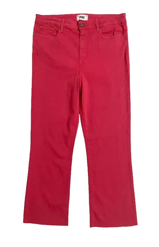 Everyday Fashion Women's Relaxed Rory High Rise Straight Leg Red Raw Hem Crop Jeans