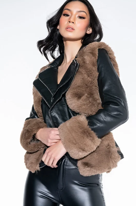 Trendy Women's Wear Collection ORION LOLLI FUR MOTO JACKET