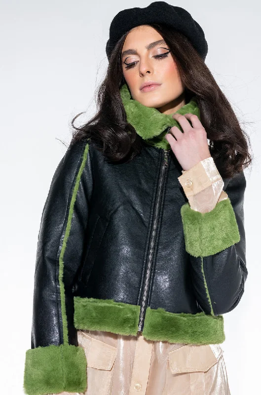 Fashion Forward, Function First AZALEA WANG GRINCH BONDED PU JACKET