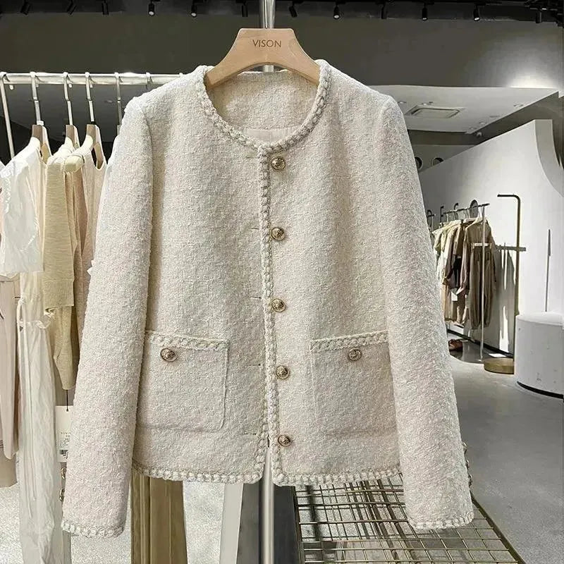 Comfort Centric Apparel Casual Round Neck Women Tweed Jacket