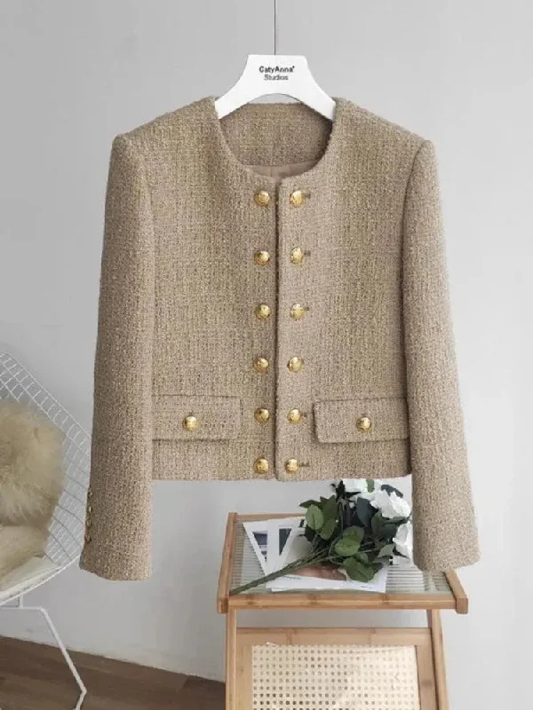 Fashion Sale Short Double Breasted Tweed Jacket