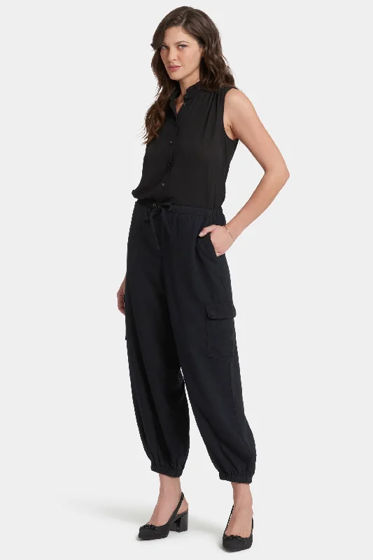 Exclusive Designer Collection Relaxed Cargo Ankle Pull-On Pants - Overdye Black