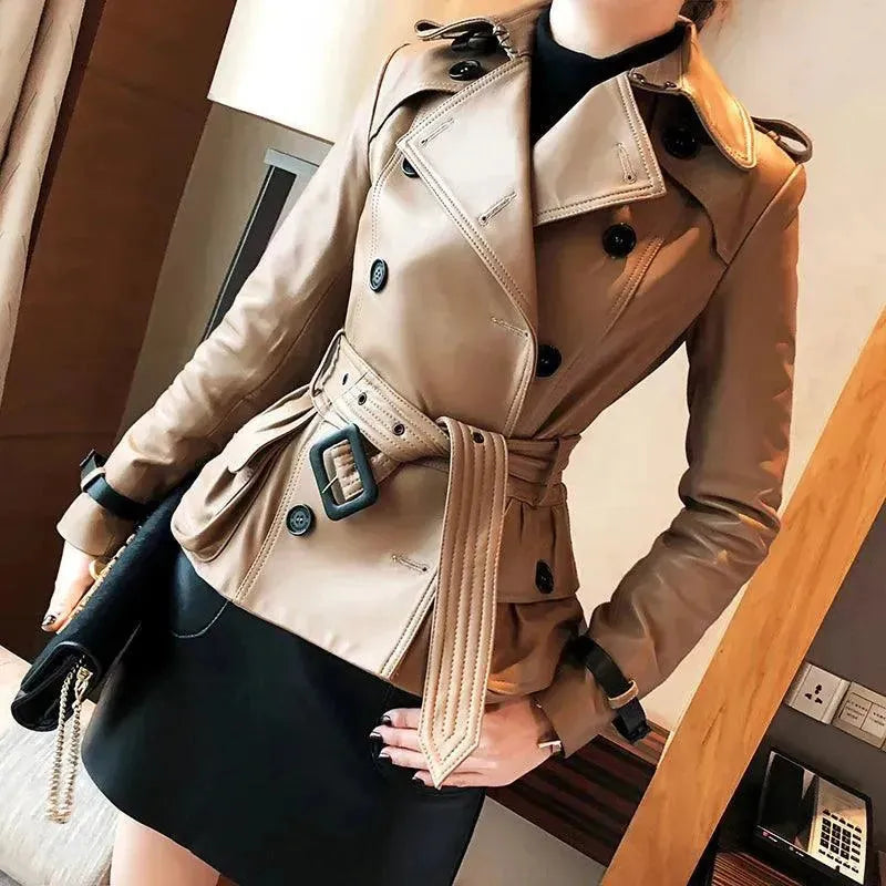 Sophisticated Style Stylish Chic Leather Women Coat