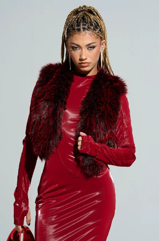 Flash Sale Event LIGHTS OUT FAUX FUR VEST IN RED