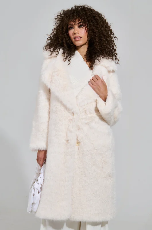 Women's Clothing Boutique LENOX FAUX FUR TRENCH IN IVORY