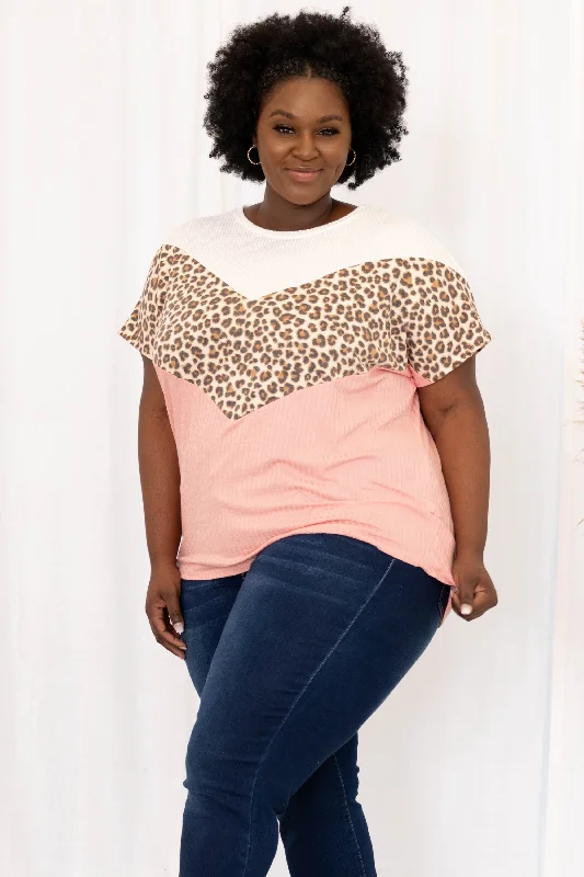 Stylish Women's Apparel Have Some Fun Top, Ivory-Taupe-Blush