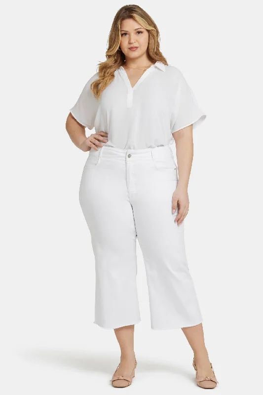 Fashion Essentials Brigitte Wide Leg Capri Jeans In Plus Size - Optic White