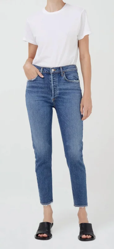 Special Offer Riley High Rise Straight Crop Jean In Silence