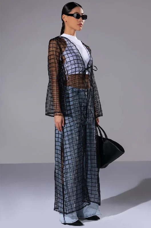 Limited Styles MISS MYSTERIOUS MESH GRID KIMONO DUSTER