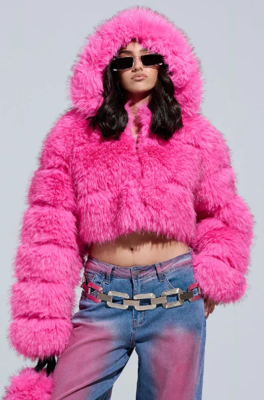 Best Seller SABRINA HOODED FAUX FUR JACKET