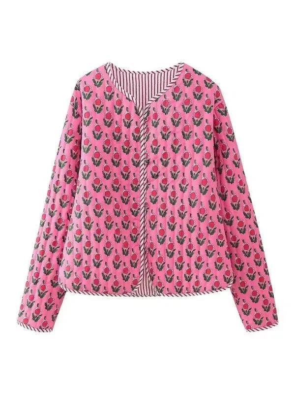 Fashion Sale Cotton Floral Quilted Jacket