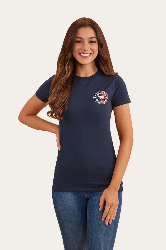 Fashion Forward Signature Bull Flag Womens Classic Fit T-Shirt - Navy