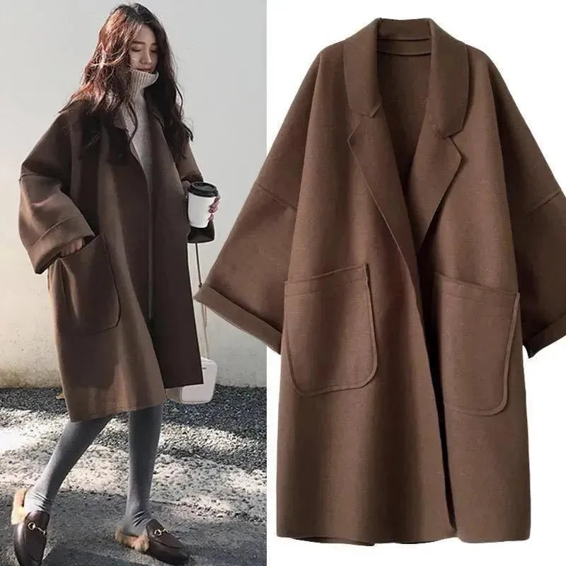 Chic & Cozy Apparel Oversize Woolen Overcoat for Women