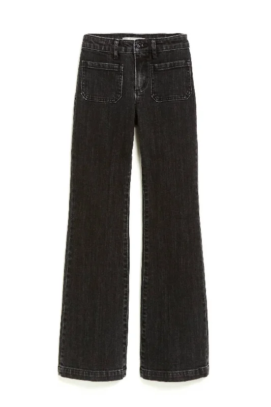 Snag Fabulous Fashion Bargains Faded Hi Rise Wide Leg Jeans In Black