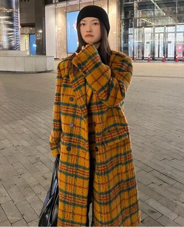 Special Offer Women's Retro Plaid Trench Overcoat