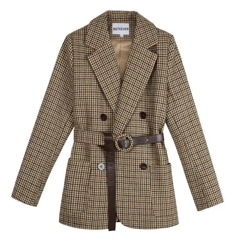 Clearance Sale Online Vintage Houndstooth Plaid Blazer Women - Vintage - Plaid