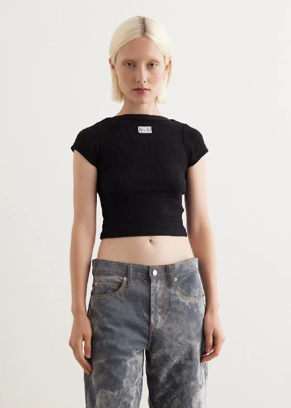 Elegant Attire For The Modern Lady Crop Baby Tee With Gaultier Patch