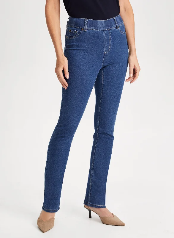 The Epitome Of Modern Women's Fashion Straight Leg Pull-On Jeans