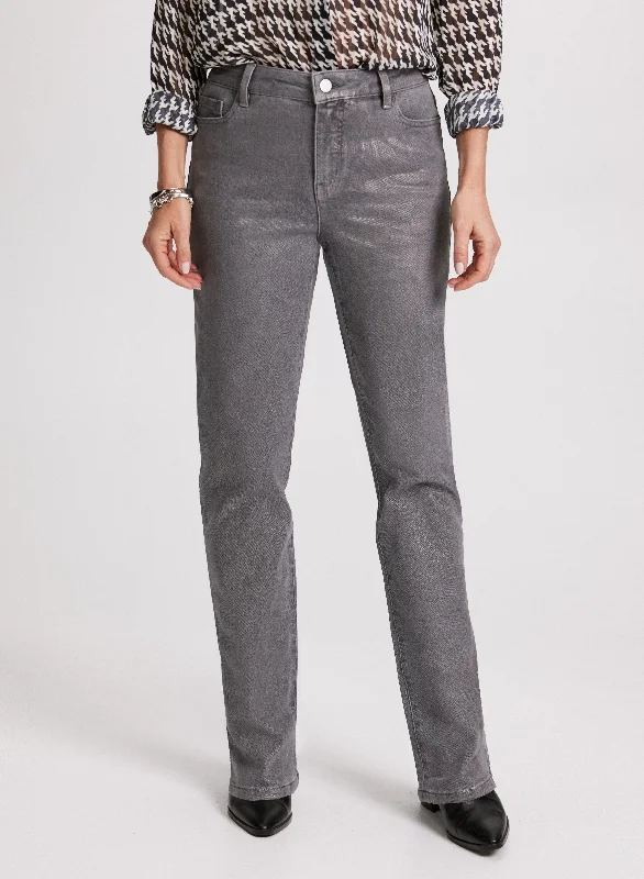 Chic & Cozy Apparel Foiled Straight Leg Jeans