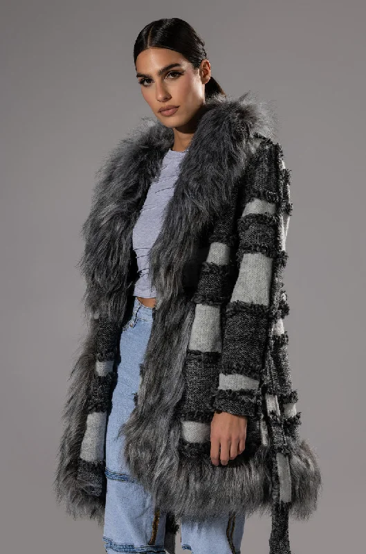 Extreme Clearance Deals FAUX FUR WOOL MIX COAT