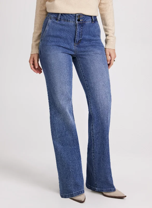 Cutting Edge Fashion High-Rise Flared Denim Pants