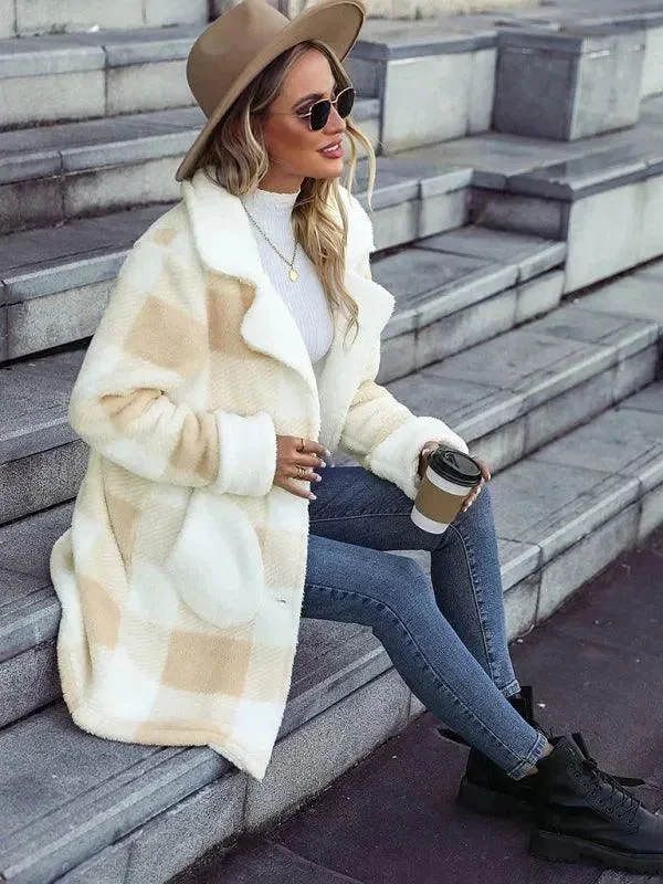 Stylish Savings Oversized Plaid Women Overcoat