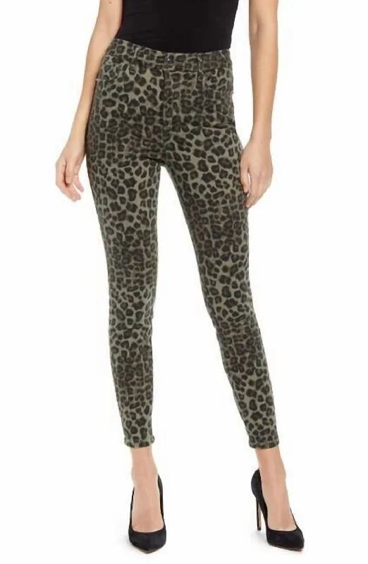 Unleash Your Trendy Side Good Waist Sage Leopard High Rise Skinny Jeans In Multicolor