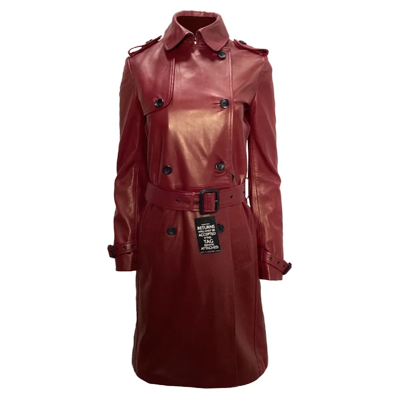 Women Apparel Joseph Double-Breasted Coat in Red Leather