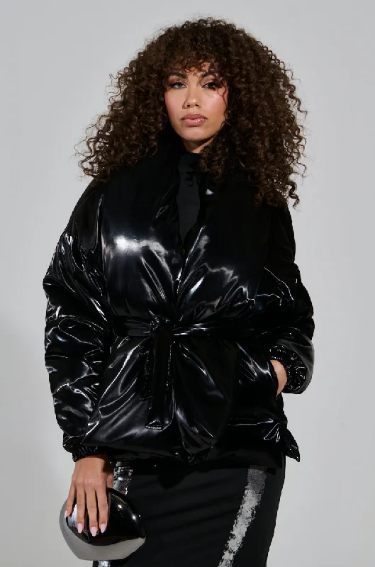 Best Online Boutiques For Women LIQUID METAL WRAP PUFFER