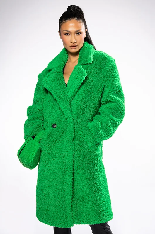 Holiday Gift Guide Sale NAOMI LUXE WOOLISH TRENCH IN KELLY GREEN