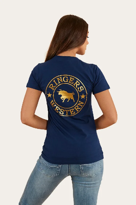 Limited Stock Signature Bull Womens Classic Fit T-Shirt - Navy/Gold