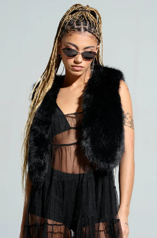 Limited Time Offer LIGHTS OUT FAUX FUR VEST IN BLACK