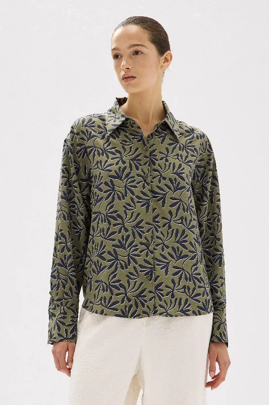 Versatile Wardrobe Essentials Hibiscus Print Silk Shirt